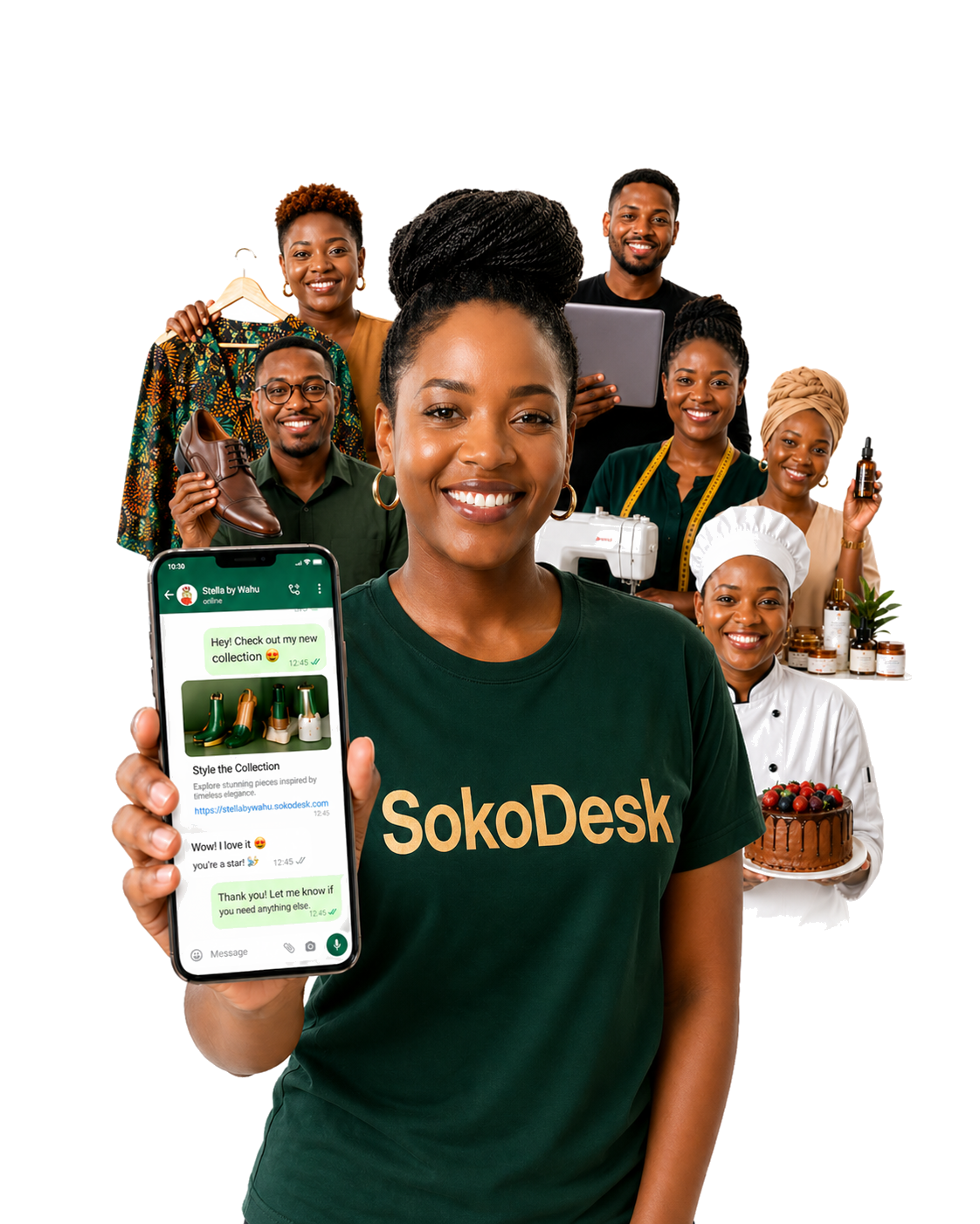 SokoDesk seller managing their online storefront on a mobile phone